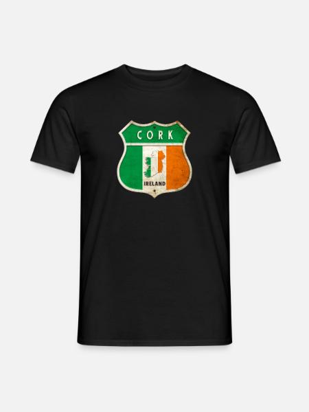 Cork Ierland Wapenschild Vlaggen Ontwerp - Heren T-shirt - zwart