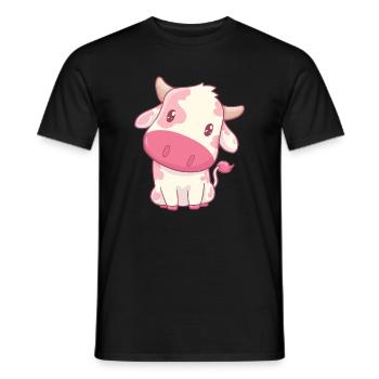 Kuh Erdbeerkuh Kawaii - Männer T-Shirt - Schwarz - Vorne - AI Model Male 178 light (178cm)