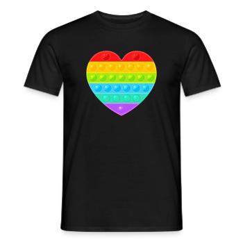 Pop It Popit Herz Bunt Regenbogen - Männer T-Shirt - Schwarz - Vorne - AI Model Male 178 light (178cm)