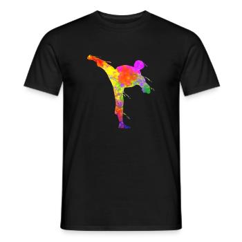 Tae Kwon Do Karate Bunte Silhouette für Mädchen - Männer T-Shirt - Schwarz - Vorne - AI Model Male 178 light (178cm)