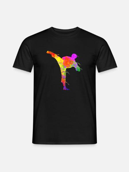 Tae Kwon Do Karate Colorful Silhouette for Girls - Men's T-Shirt - black