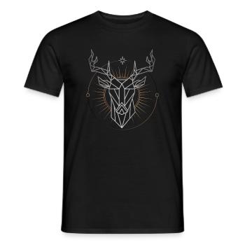 Mandala de Cerf Géométrique avec Auréole Radiante - T-shirt homme - noir - Devant - AI Model Male 178 light (178cm)