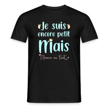 Je suis peut être petit mais maman me tient - T-shirt homme - noir - Devant - AI Model Male 178 light (178cm)