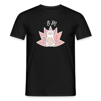 Yoga Chat Méditation Chat Blanc Chat Cadeau - T-shirt homme - noir - Devant - AI Model Male 178 light (178cm)
