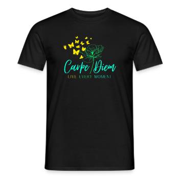 Carpe Diem LIVE EVERY MOMENT - Männer T-Shirt - Schwarz - Vorne - AI Model Male 178 light (178cm)