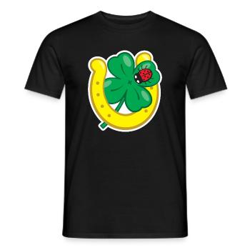 Lucky charm with cloverleaf horseshoe & ladybug - Men's T-Shirt - black - Front - AI Model Male 178 light (178cm)