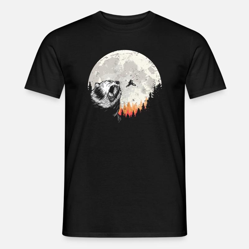 Bear Roar Under Moon Forest - Men’s T-shirt - black