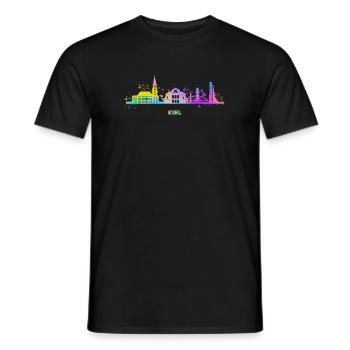 Kiel Skyline Colorful Kieler Northern Germany - Men's T-Shirt - black - Front - AI Model Male 178 light (178cm)
