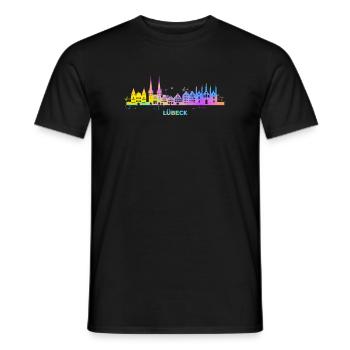 Lübeck Skyline Bunt Lübeck Allemagne du Nord - T-shirt homme - noir - Devant - AI Model Male 178 light (178cm)