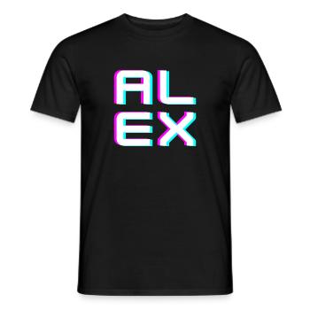 Alex Glitch Namensschild Typografie Shirt - Männer T-Shirt - Schwarz - Vorne - AI Model Male 178 light (178cm)