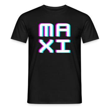 Maxi Glitch Namensschild Typografie Shirt - Männer T-Shirt - Schwarz - Vorne - AI Model Male 178 light (178cm)