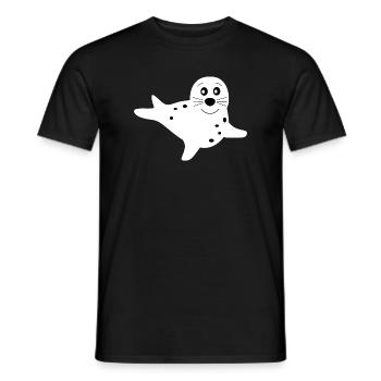Seehund weiß Seehunde Robbe Robben Tiere - Männer T-Shirt - Schwarz - Vorne - AI Model Male 178 light (178cm)
