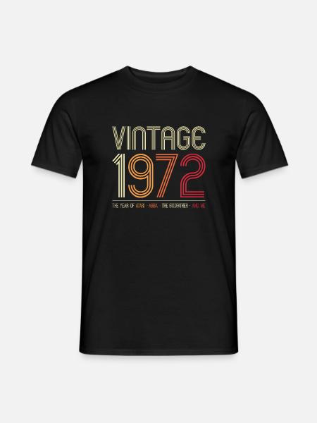 Vintage 1972 Retro Jaar Grafisch - Heren T-shirt - zwart