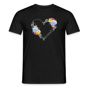 A heart to spring made of geometric shapes - Men's T-Shirt - black - Front - AI Model Male 178 light (178cm)