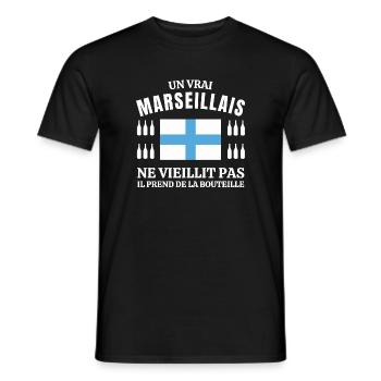 Marseille, Marseille humour, je suis Marseillais - T-shirt homme - noir - Devant - AI Model Male 178 light (178cm)