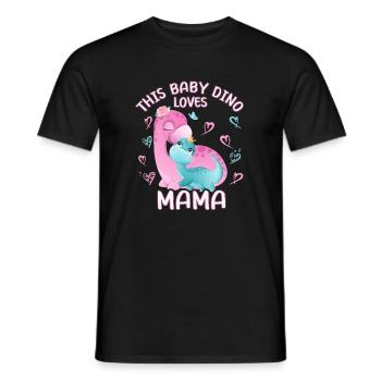 Mama Dino Babydino Brontosaurus - Männer T-Shirt - Schwarz - Vorne - AI Model Male 178 light (178cm)
