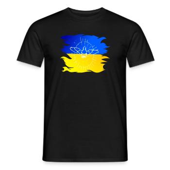 Ukraine Flagge mit Friedenstaube - Männer T-Shirt - Schwarz - Vorne - AI Model Male 178 light (178cm)