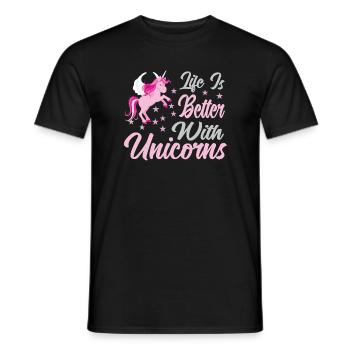 Life is better with unicorns - Men's T-Shirt - black - Front - AI Model Male 178 light (178cm)