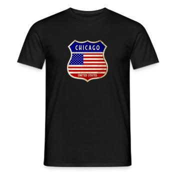 Chicago USA États-Unis Armoiries Drapeaux - T-shirt homme - noir - Devant - AI Model Male 178 light (178cm)