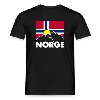Norway flag with mountains - Men's T-Shirt - black - Front - AI Model Male 178 light (178cm)