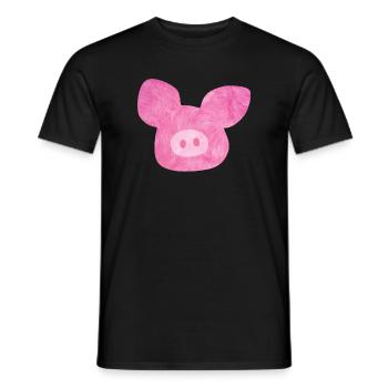 Pig Head Fur Good Luck Pink Farm Organic Nature - Men's T-Shirt - black - Front - AI Model Male 178 light (178cm)