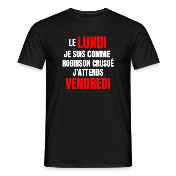 travail, travail humour - T-shirt homme - noir - Devant - AI Model Male 178 light (178cm)