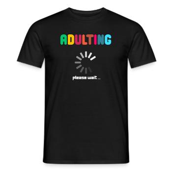 Adulting Please Wait Funny Loading Meme Tee - Men's T-Shirt - black - Front - AI Model Male 178 light (178cm)