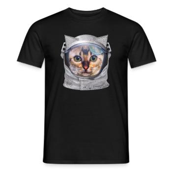 Un astronaute chat dans l’espace pour les amoureux des chats - T-shirt homme - noir - Devant - AI Model Male 178 light (178cm)