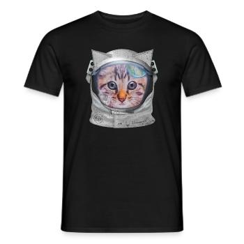 Cat in space - Men's T-Shirt - black - Front - AI Model Male 178 light (178cm)