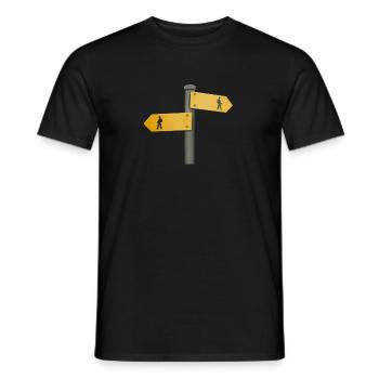 Hiking sign signpost signpost - Men's T-Shirt - black - Front - AI Model Male 178 light (178cm)