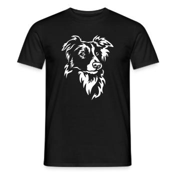 Border Collie Head "Black Edition" - Men's T-Shirt - black - Front - AI Model Male 178 light (178cm)