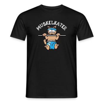 Muskelkater Klimmzüge lustig Katze Kater Symbol - Männer T-Shirt - Schwarz - Vorne - AI Model Male 178 light (178cm)