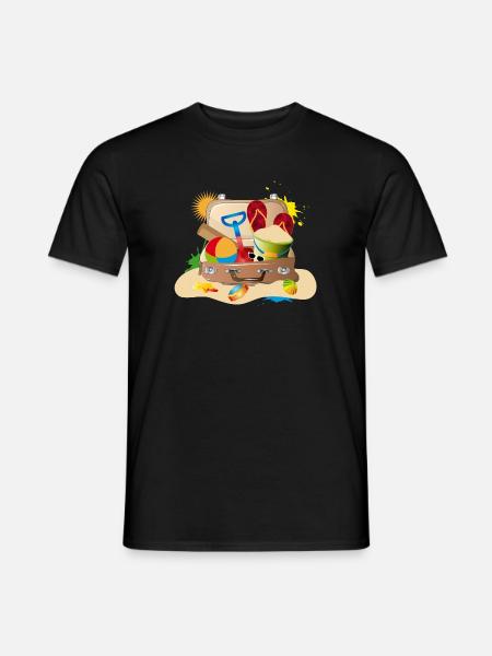 plein de valises emballées pour les vacances à la plage - T-shirt homme - noir