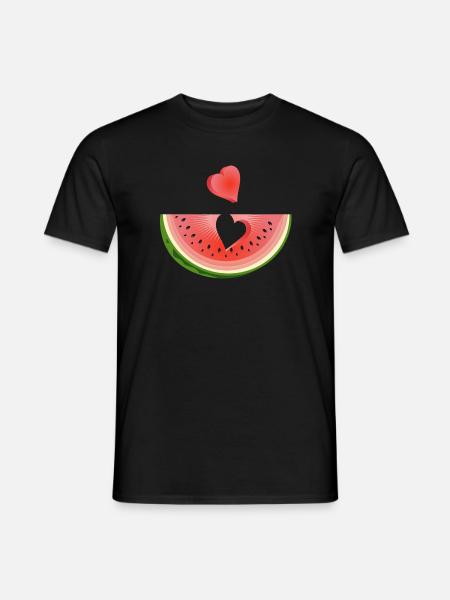 Piece of a watermelon with heart - Men's T-Shirt - black