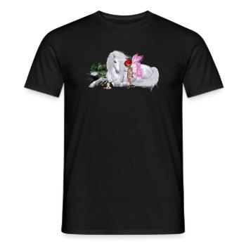 Wunderbares Einhorn mit Fee - Männer T-Shirt - Schwarz - Vorne - AI Model Male 178 light (178cm)