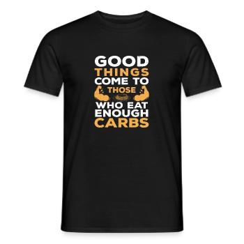 Good Things Come Eat Carbs Funny Carbohydrate - Men's T-Shirt - black - Front - AI Model Male 178 light (178cm)
