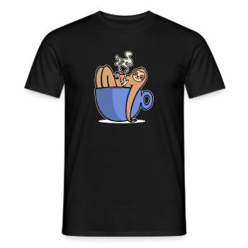 Funny sloth coffee caffeine coffee lover - Men's T-Shirt - black - Front - AI Model Male 178 light (178cm)