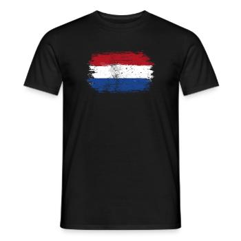 Coup de pinceau du drapeau néerlandais - T-shirt homme - noir - Devant - AI Model Male 178 light (178cm)