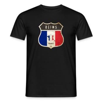 Reims Frankreich Wappen Flaggen Design - Männer T-Shirt - Schwarz - Vorne - AI Model Male 178 light (178cm)