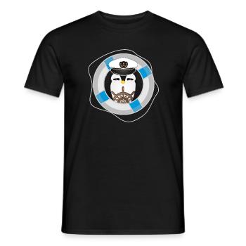 niedlicher Pinguin als Kapitän im Marine Look - Männer T-Shirt - Schwarz - Vorne - AI Model Male 178 light (178cm)