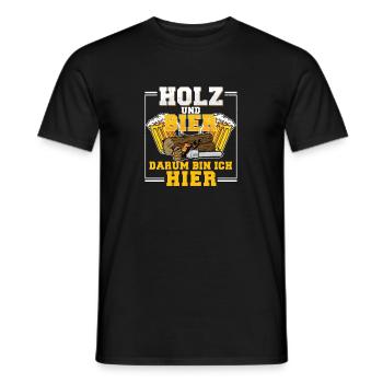 Holz Und Bier Darum Bin Ich Hier Holzarbeiter - Men's T-Shirt - black - Front - AI Model Male 178 light (178cm)