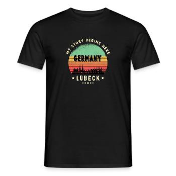 Lübeck Germany Skyline Design - Men's T-Shirt - black - Front - AI Model Male 178 light (178cm)