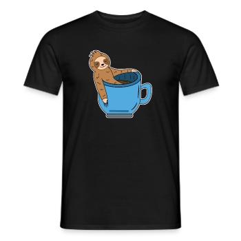 Funny sloth Caffeine Coffee Drinking coffee cup - Men's T-Shirt - black - Front - AI Model Male 178 light (178cm)