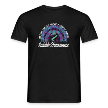 Prévention du suicide Nous portons du violet turquoise - T-shirt homme - noir - Devant - AI Model Male 178 light (178cm)