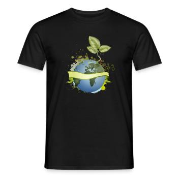 in the earth unfolds with banner - Men's T-Shirt - black - Front - AI Model Male 178 light (178cm)