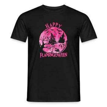 Flamingoween Flamingo avec balai - T-shirt homme - noir - Devant - AI Model Male 178 light (178cm)