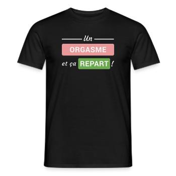Un orgasme et ça repart ! - T-shirt homme - noir - Devant - AI Model Male 178 light (178cm)