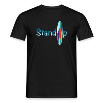 Lettrage de pagaie debout avec paddle board - T-shirt homme - noir - Devant - AI Model Male 178 light (178cm)