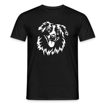 Australian Shepherd Head "Black Edition" - Men's T-Shirt - black - Front - AI Model Male 178 light (178cm)