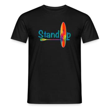 Lettrage de pagaie debout avec paddle board - T-shirt homme - noir - Devant - AI Model Male 178 light (178cm)